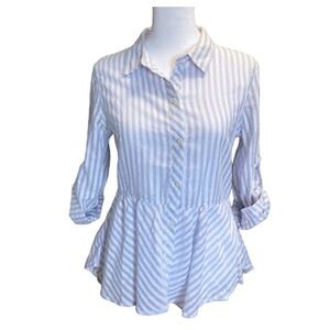 Love Notes Striped Blue and White Women's Top